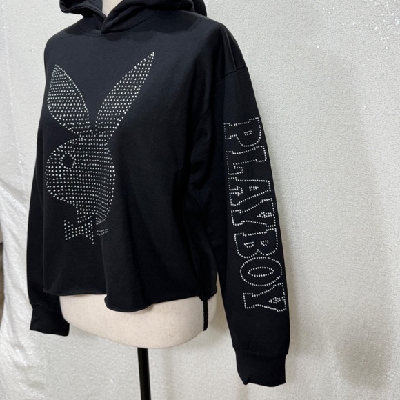 PLAYBOY Black Hoodie with Silver Accents - Picture 2 of 10